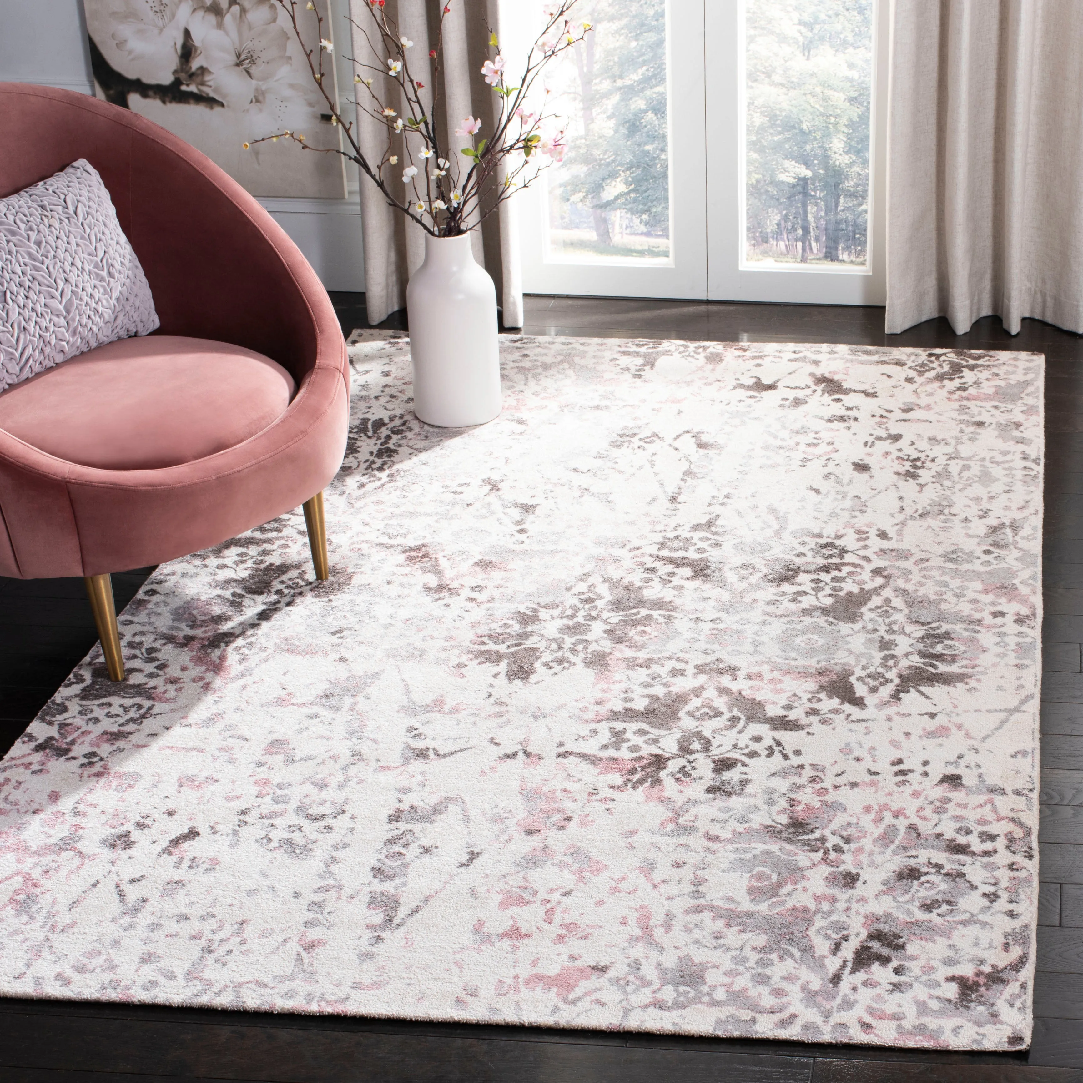 Expression Hand Made Area Rug, Ivory / Grey Transitional Style Non Shedding Area Rugs deal online