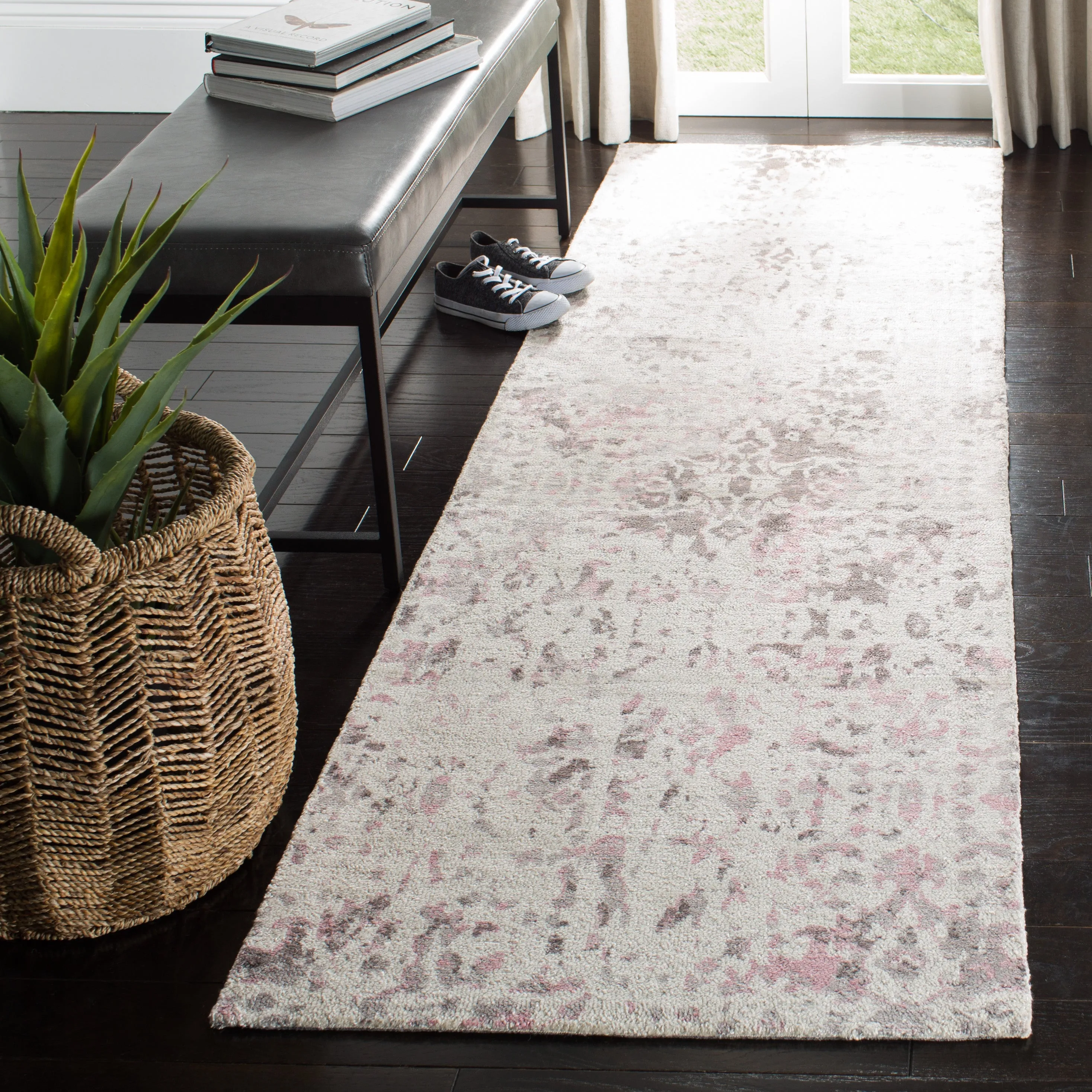 Expression Hand Made Area Rug, Ivory / Grey Transitional Style Non Shedding