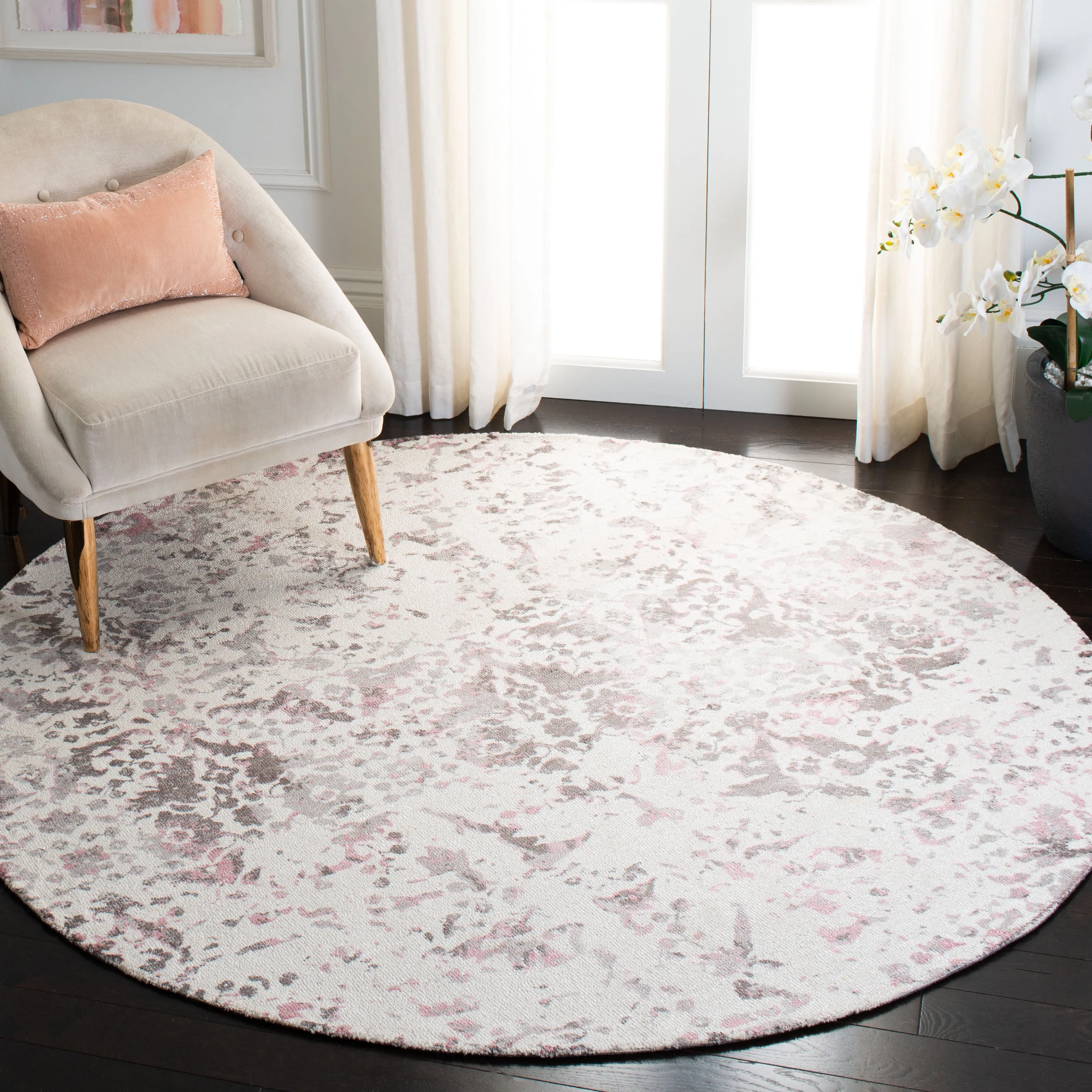 Expression Hand Made Area Rug, Ivory / Grey Transitional Style Non Shedding