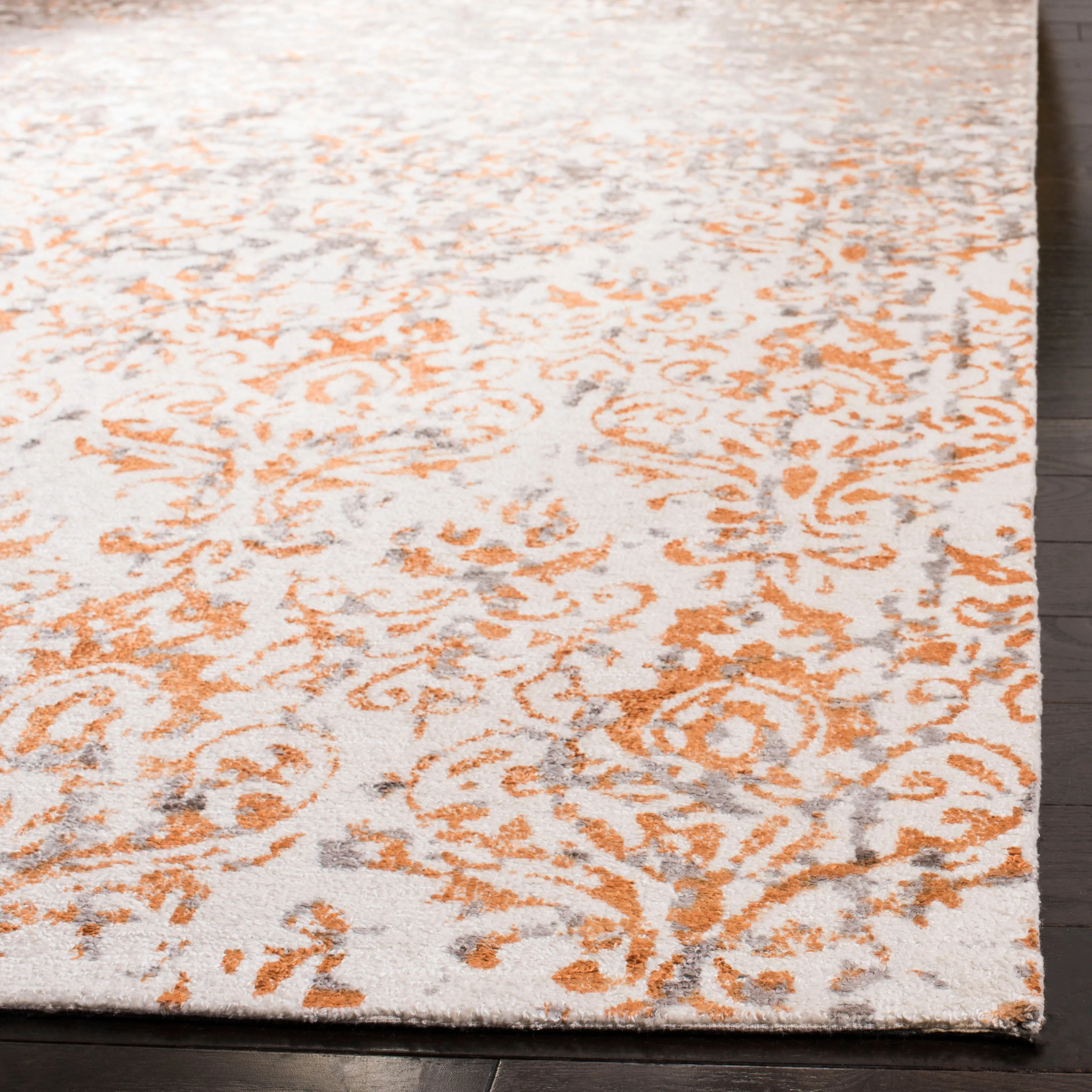 Expression Hand Made Area Rug, Ivory / Rust Transitional Style Non Shedding