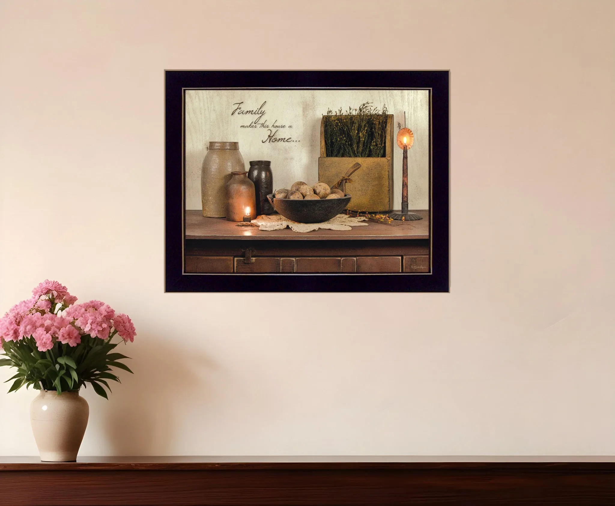 Family Makes a House a Home Black Framed Print Wall Art Discount Wall Decor Sets