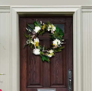 Faux 24" Dahila & Olive Wreath Mirrored Wall Decor Cheap