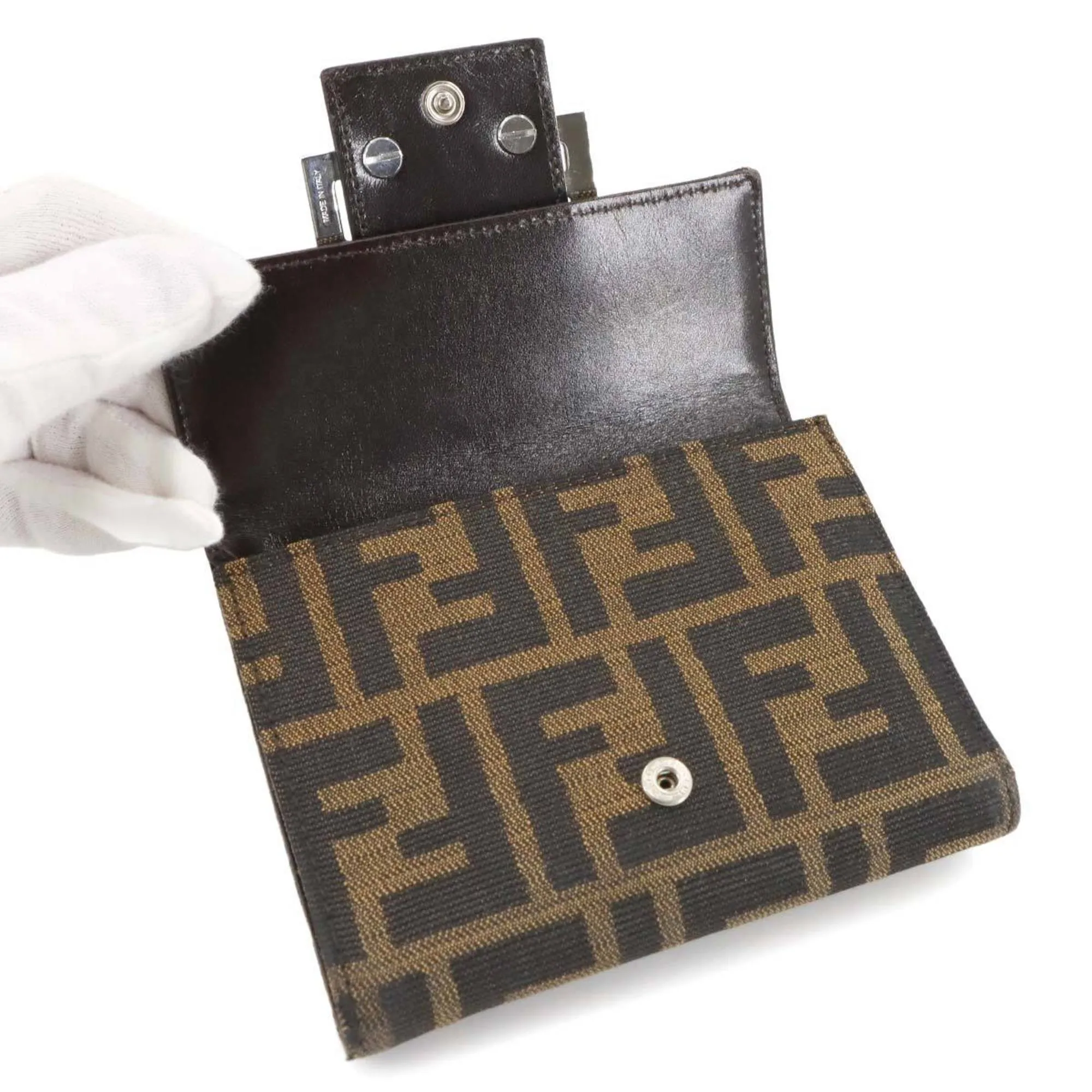 Fendi Canvas Leather Wallet (Tri-Fold) (Pre-Owned)
