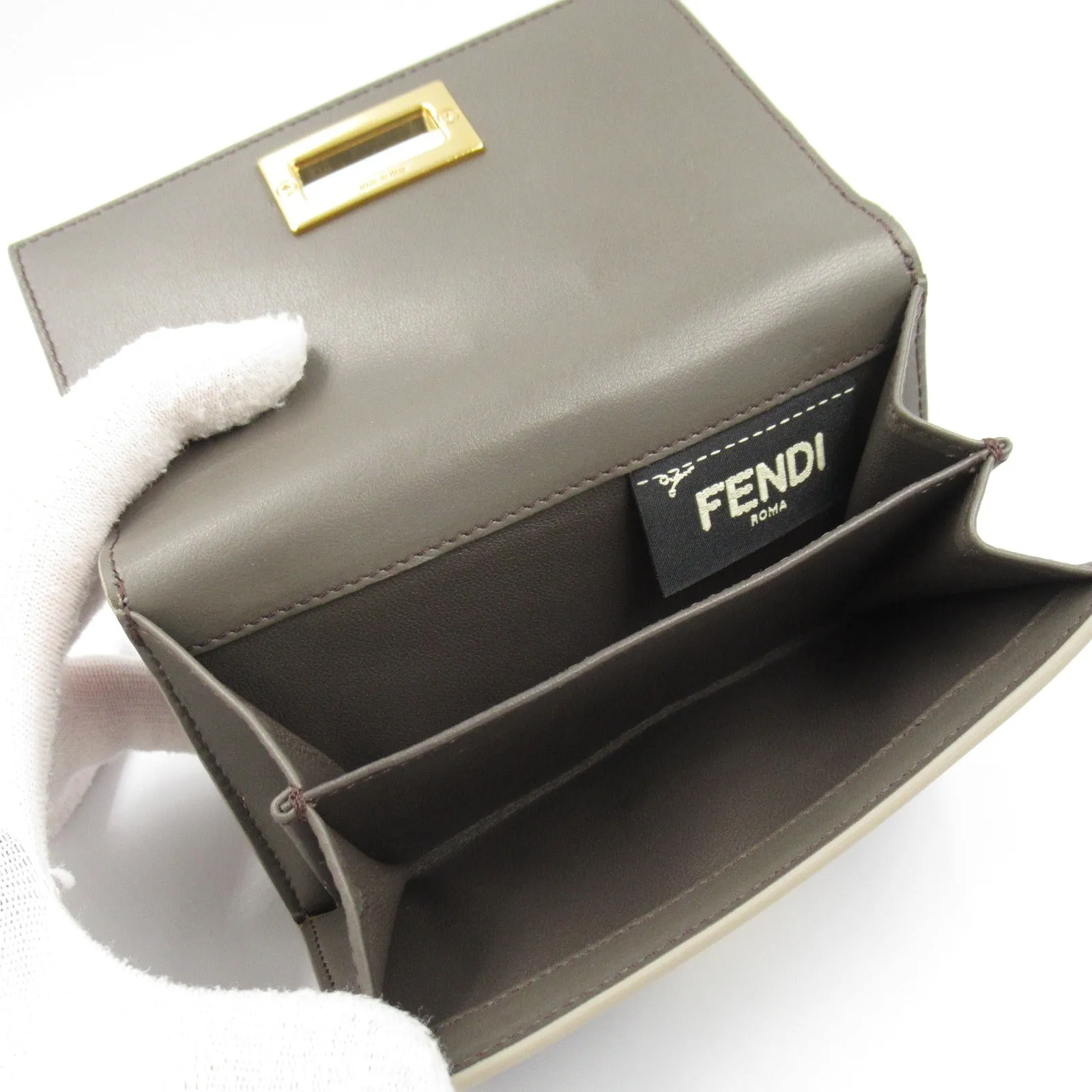 Fendi Peekaboo Leather Wallet Navy