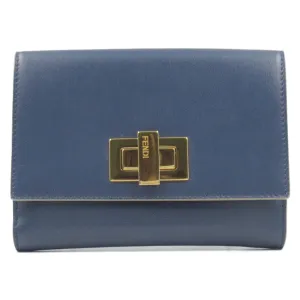 Fendi Peekaboo Leather Wallet Navy