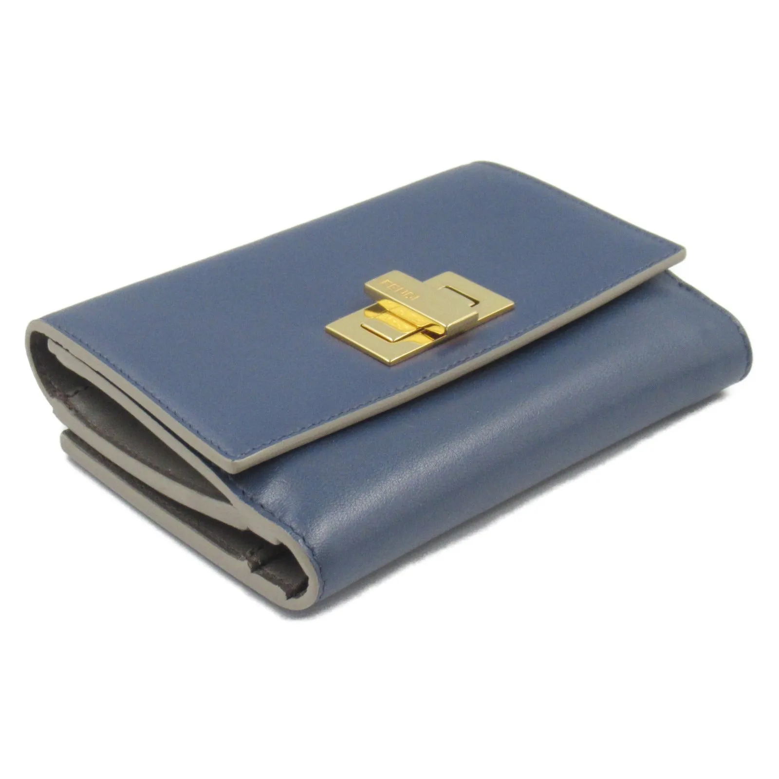 Fendi Peekaboo Leather Wallet Navy