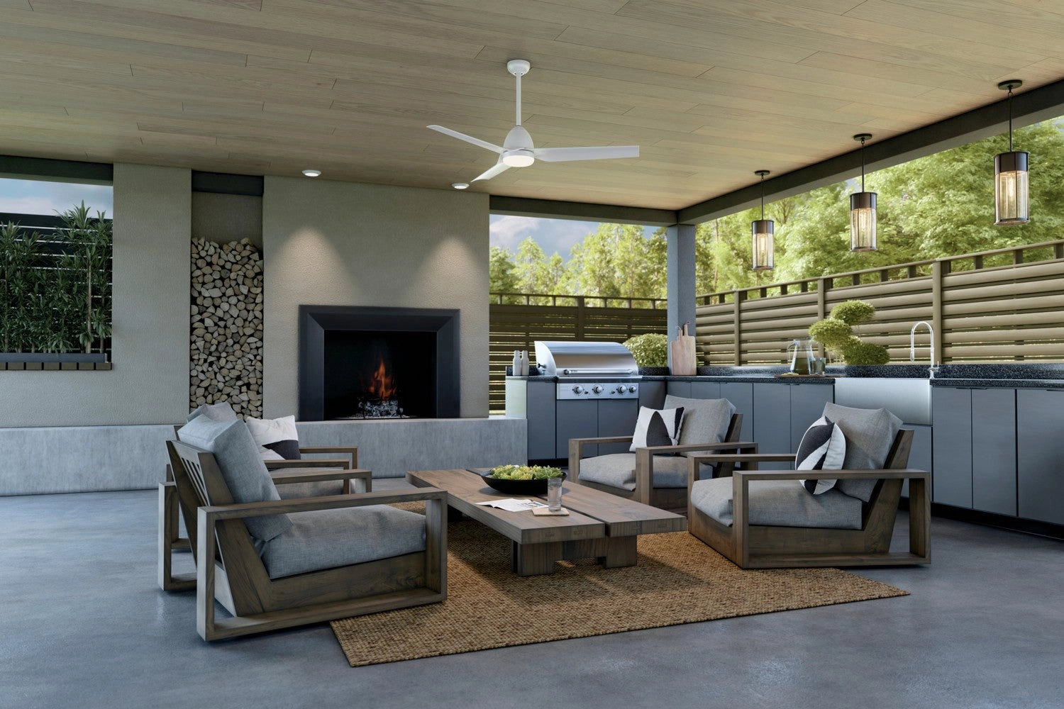 Fit 54"Ceiling Fan White Exterior Fans special offers