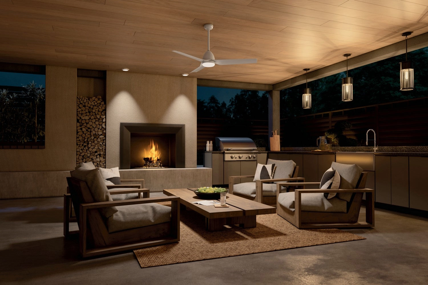 Fit 54"Ceiling Fan White Exterior Fans special offers