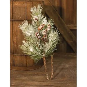Flocked Pine Spray w/Cones 24" Sale on Holiday Decorations