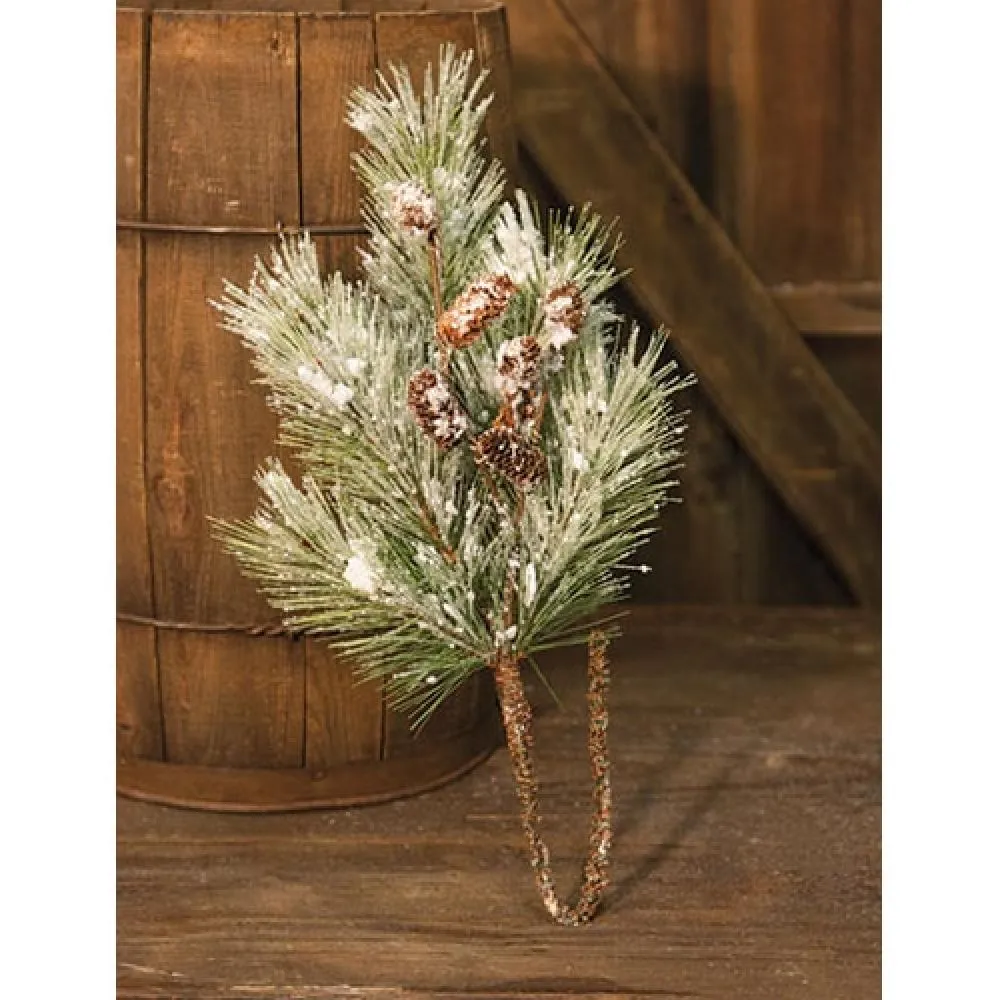 Flocked Pine Spray w/Cones 24" Sale on Holiday Decorations