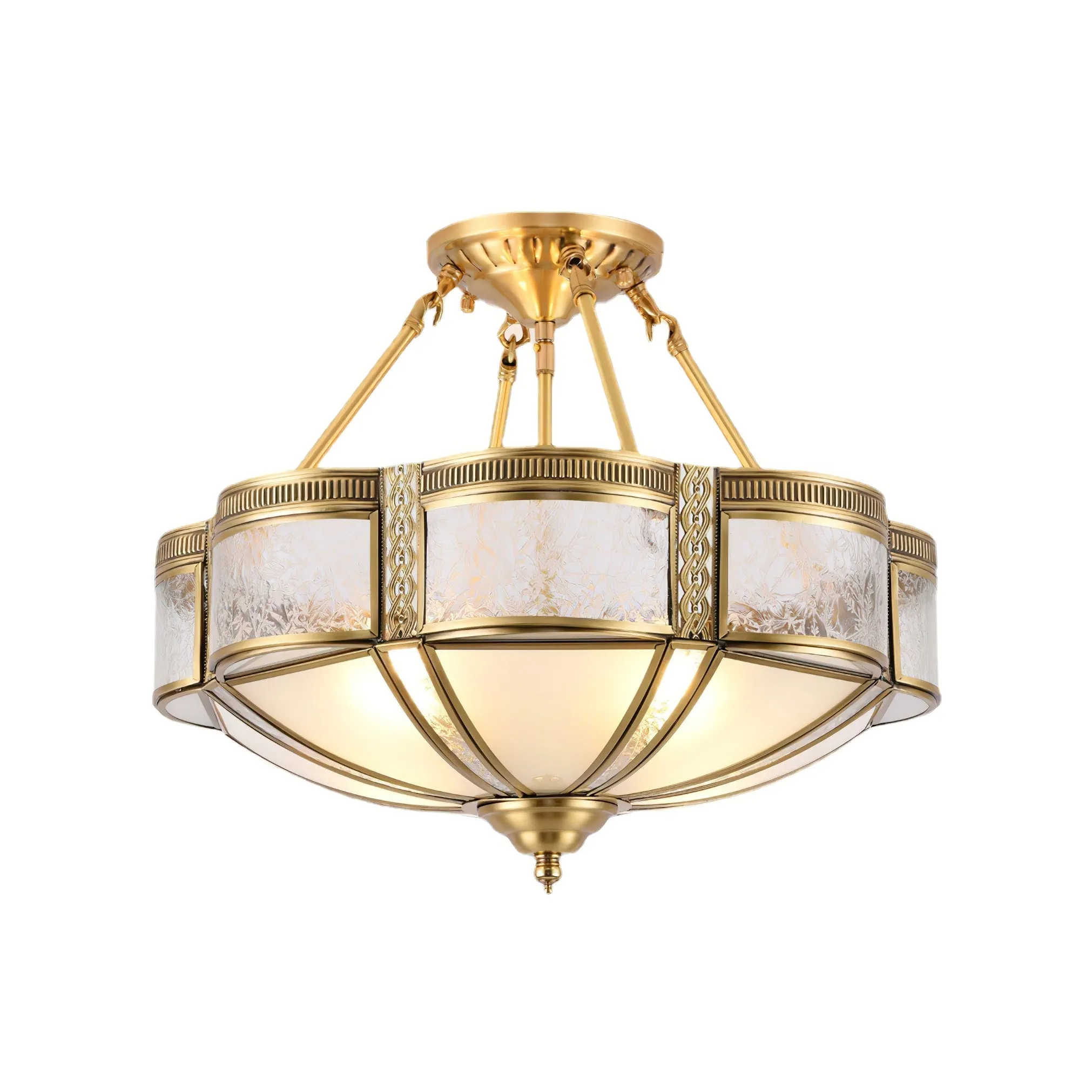 Floral Brass Ceiling Lamp Stylish Living Room Lights