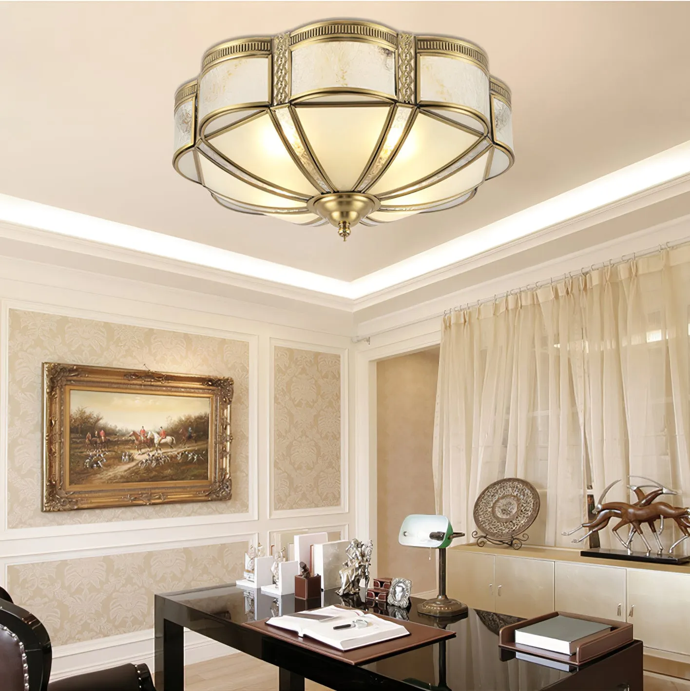 Floral Brass Ceiling Lamp