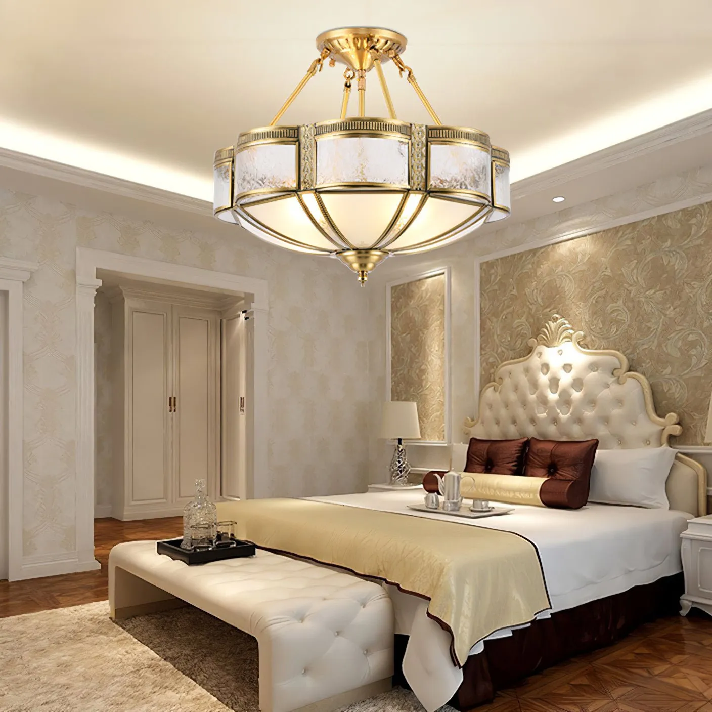 Floral Brass Ceiling Lamp