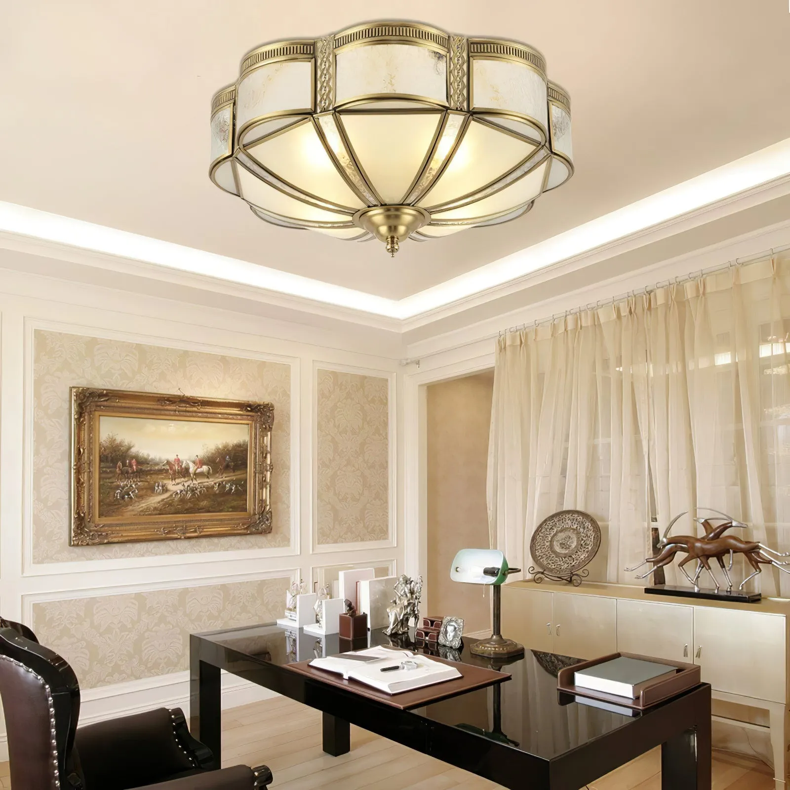 Floral Brass Ceiling Lamp