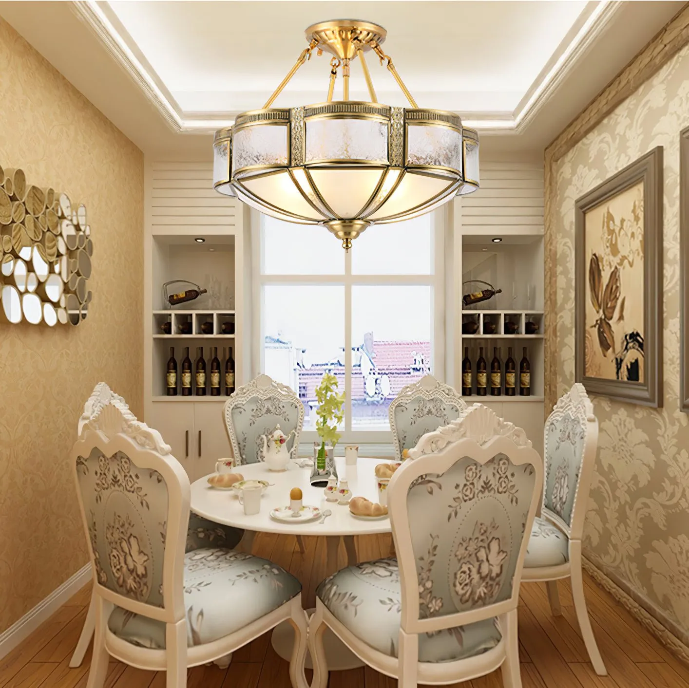 Floral Brass Ceiling Lamp
