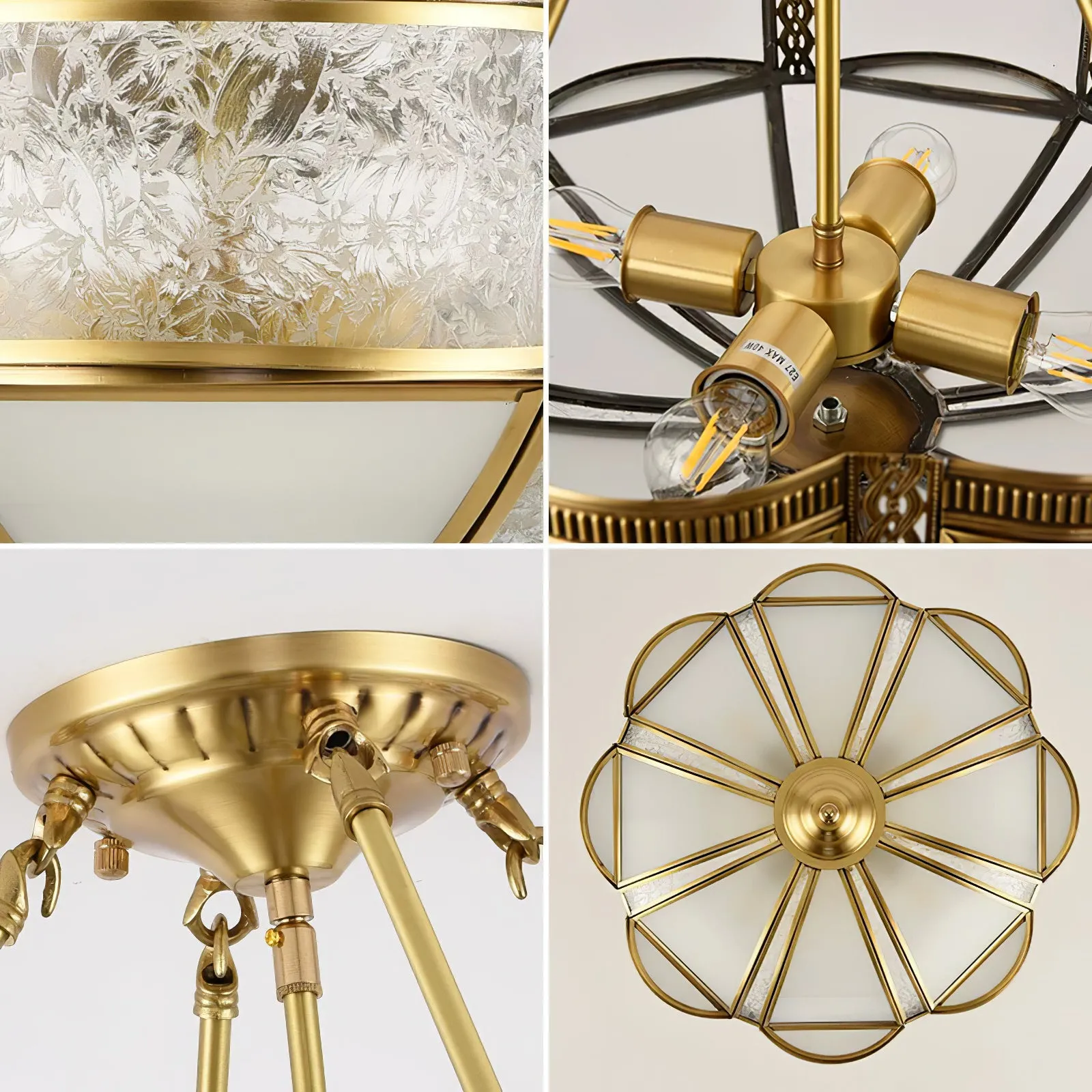Floral Brass Ceiling Lamp