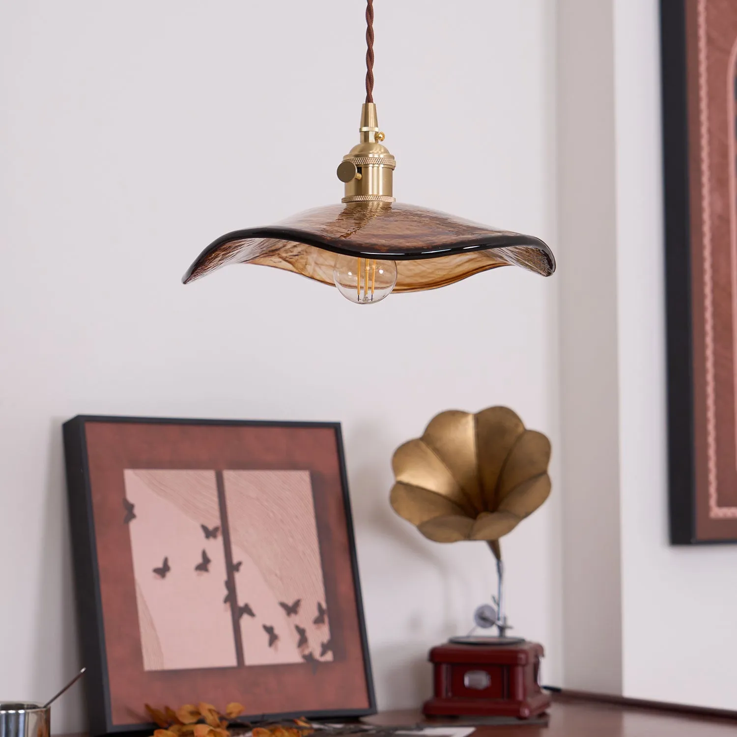 Flower Petal Glass Pendant Light