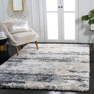 Fontana Shag  Area Rug, Grey / Ivory Flokati Style Non-Shedding Area Rugs holiday deals
