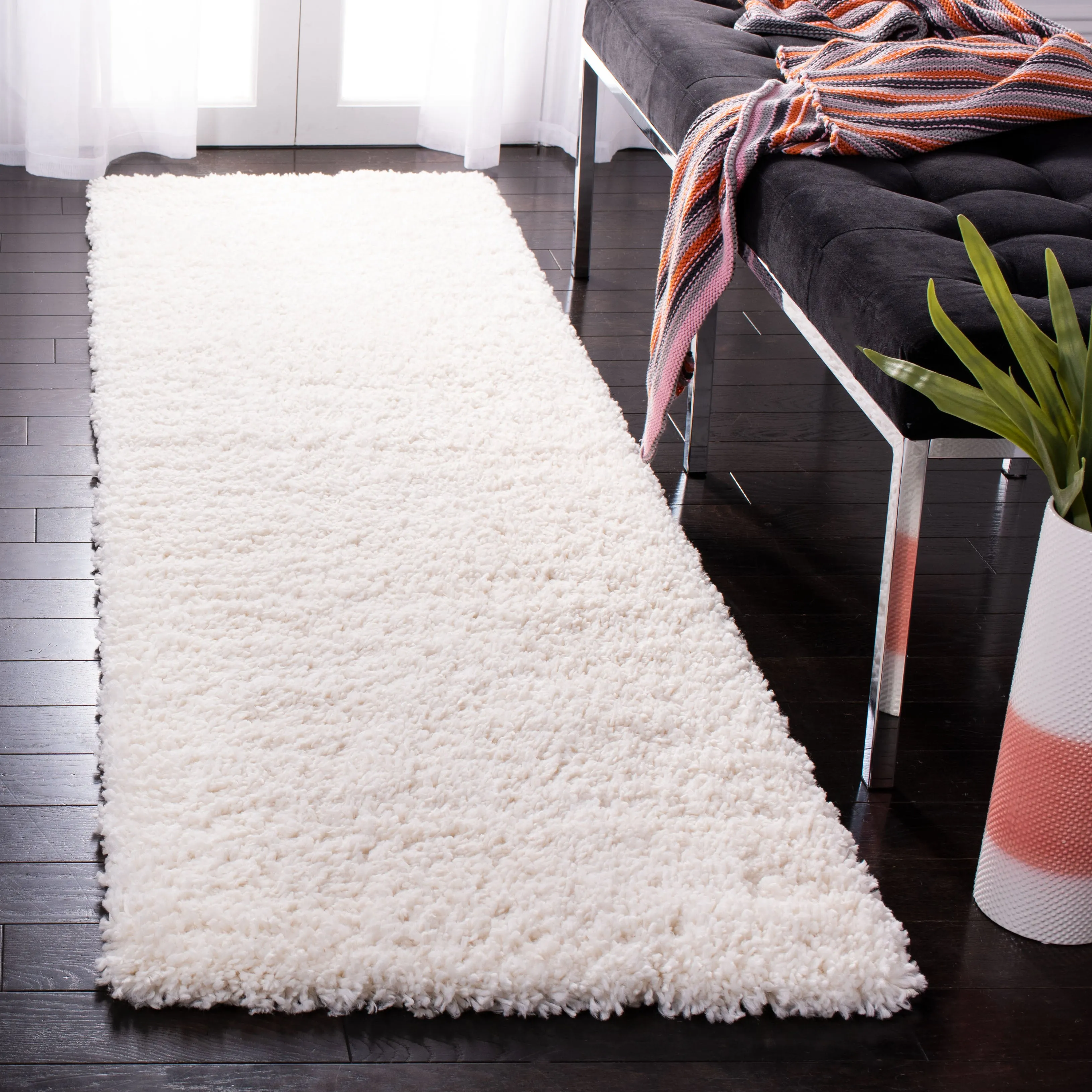 Fontana Shag  Area Rug, Ivory Flokati Style Non-Shedding