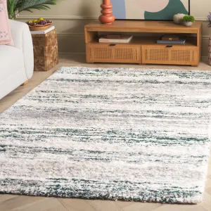 Fontana Shag  Area Rug, Ivory / Green Modern Style Non-Shedding Area Rugs holiday deals