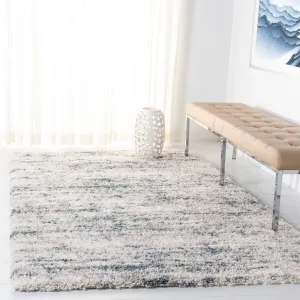Fontana Shag  Area Rug, Ivory / Teal Modern Style Non-Shedding Area Rugs holiday deals