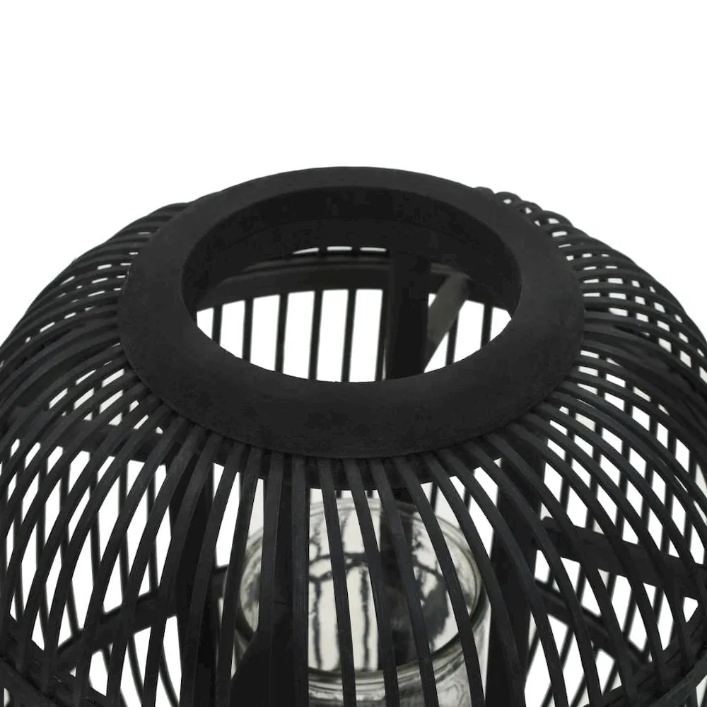 Freestanding Candle Lantern Holder Bamboo Black, 246821