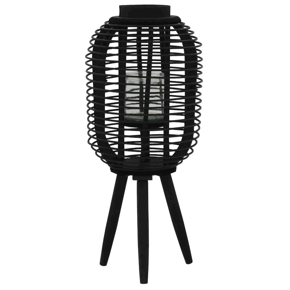Freestanding Candle Lantern Holder Bamboo Black, 246821 Decorative Accessories seasonal sale