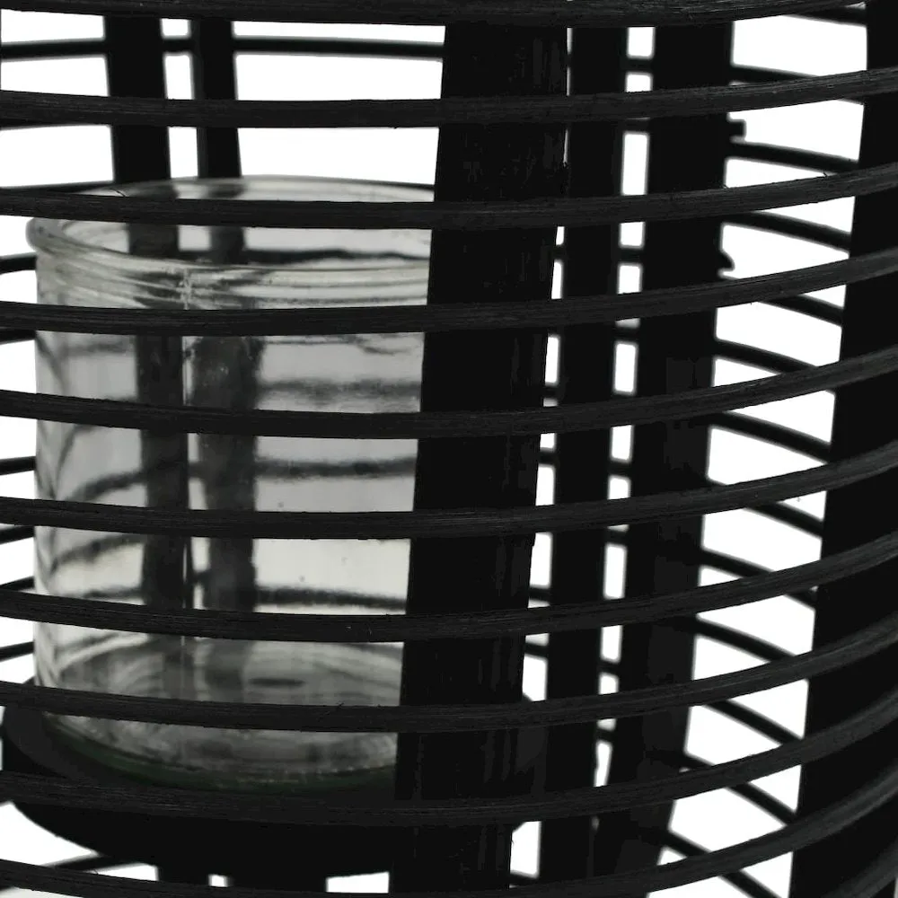 Freestanding Candle Lantern Holder Bamboo Black, 246821