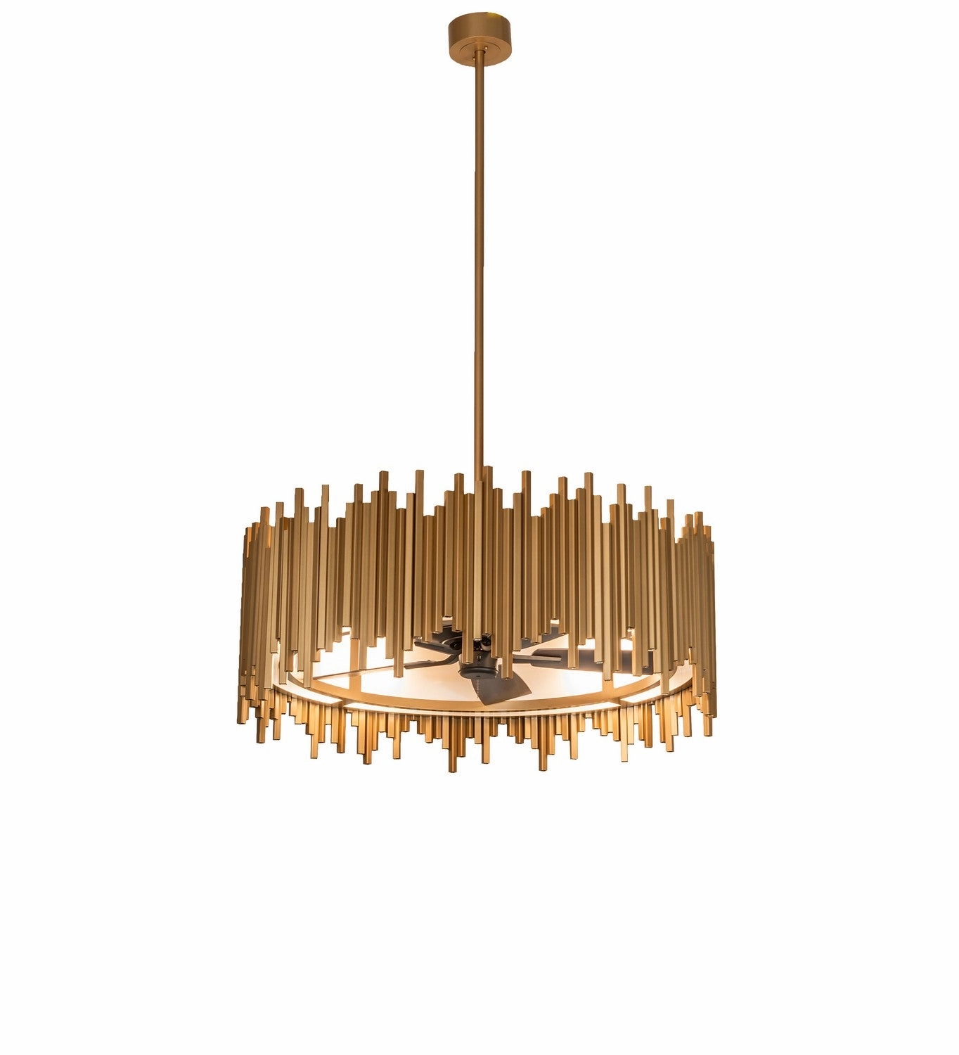 Frequency Eight Light Chandel-Air Gold Metallic Fandeliers at discount prices