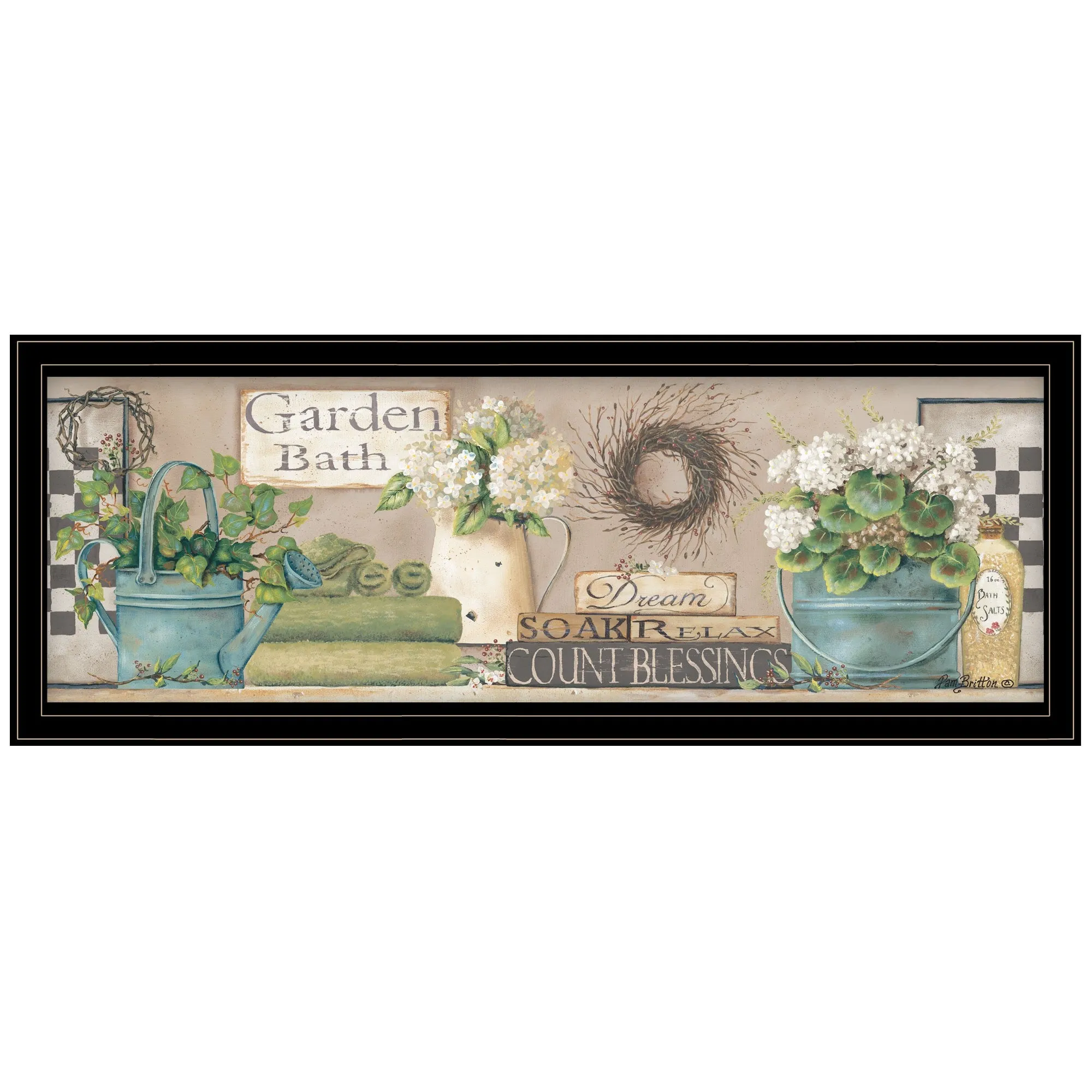 Garden Bath 2 Black Framed Print Bathroom Wall Art Discount Wall Decor Sets