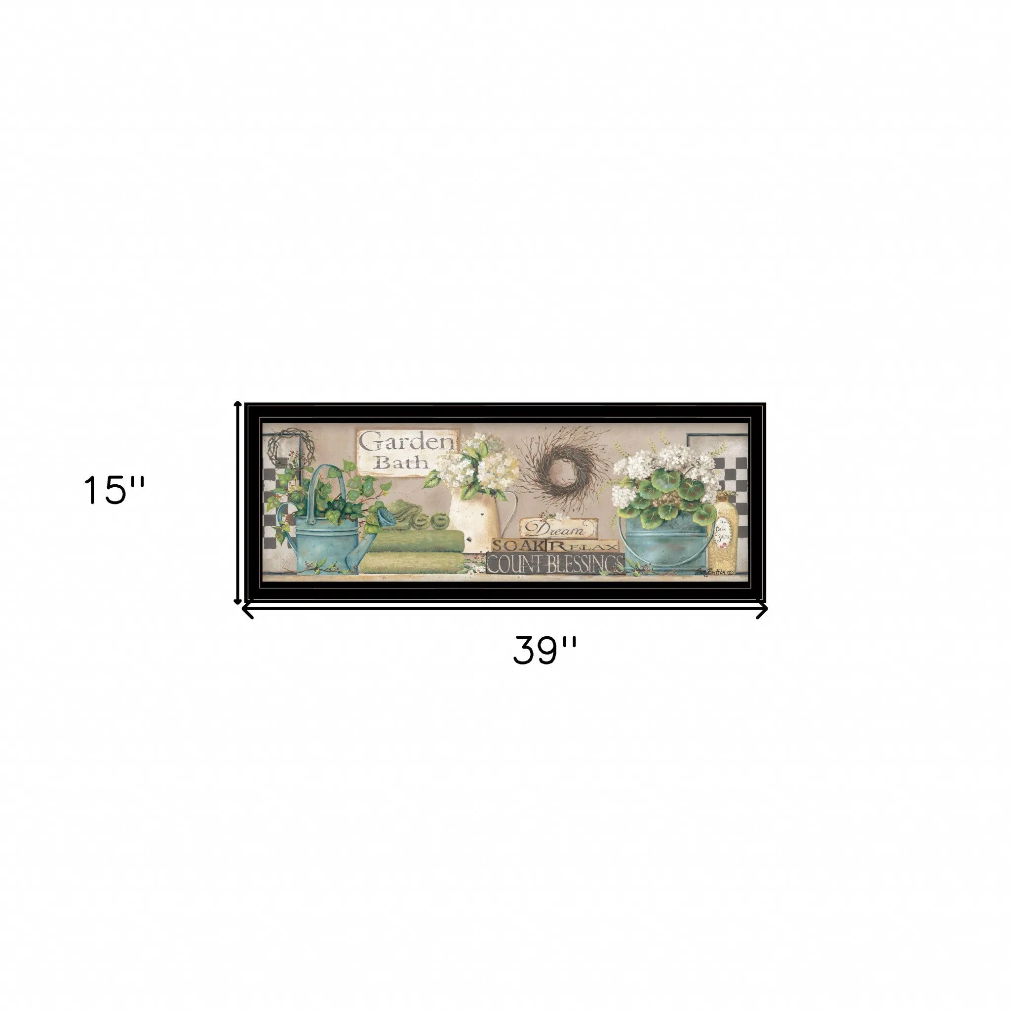 Garden Bath 2 Black Framed Print Bathroom Wall Art