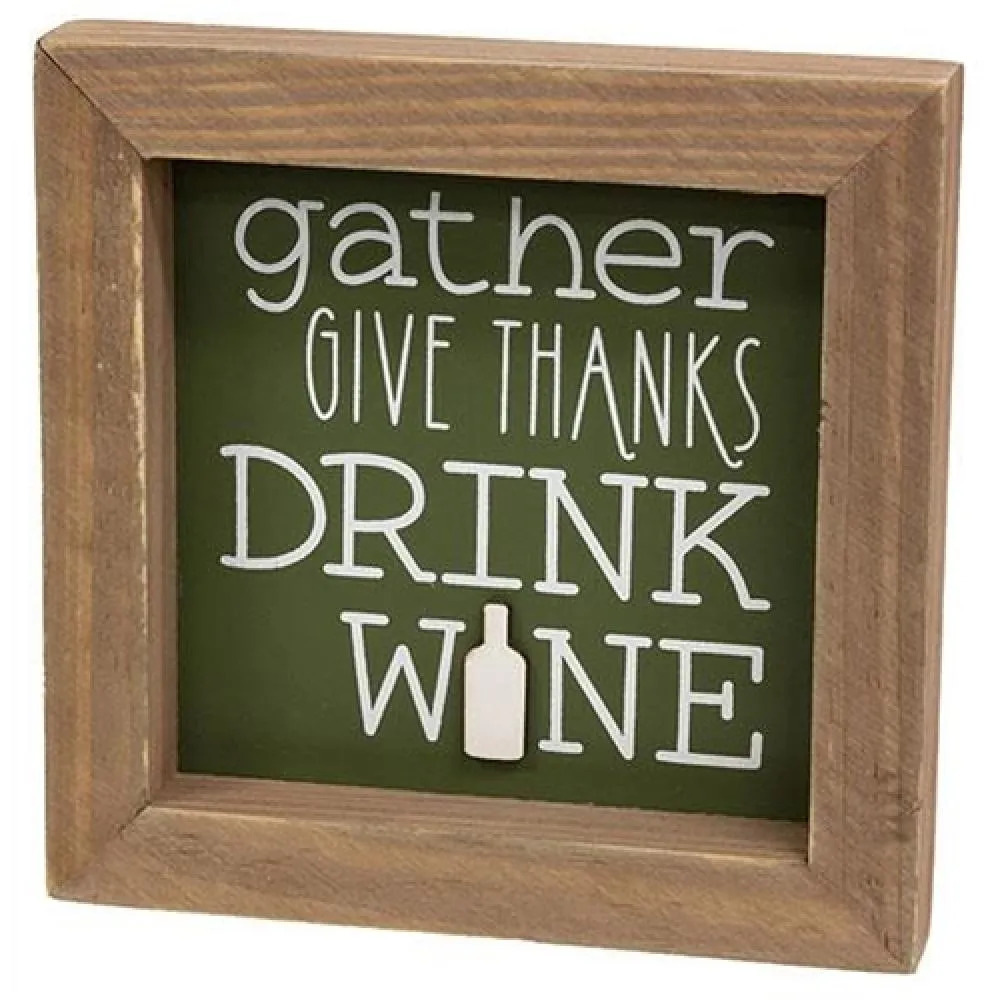*Gather Give Thanks Drink Wine Framed Sign Decorative Accessories value pack