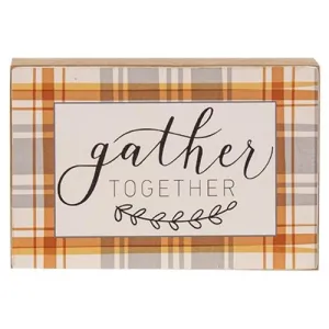 *Gather Together Plaid Box Sign Unique Seasonal Decor store