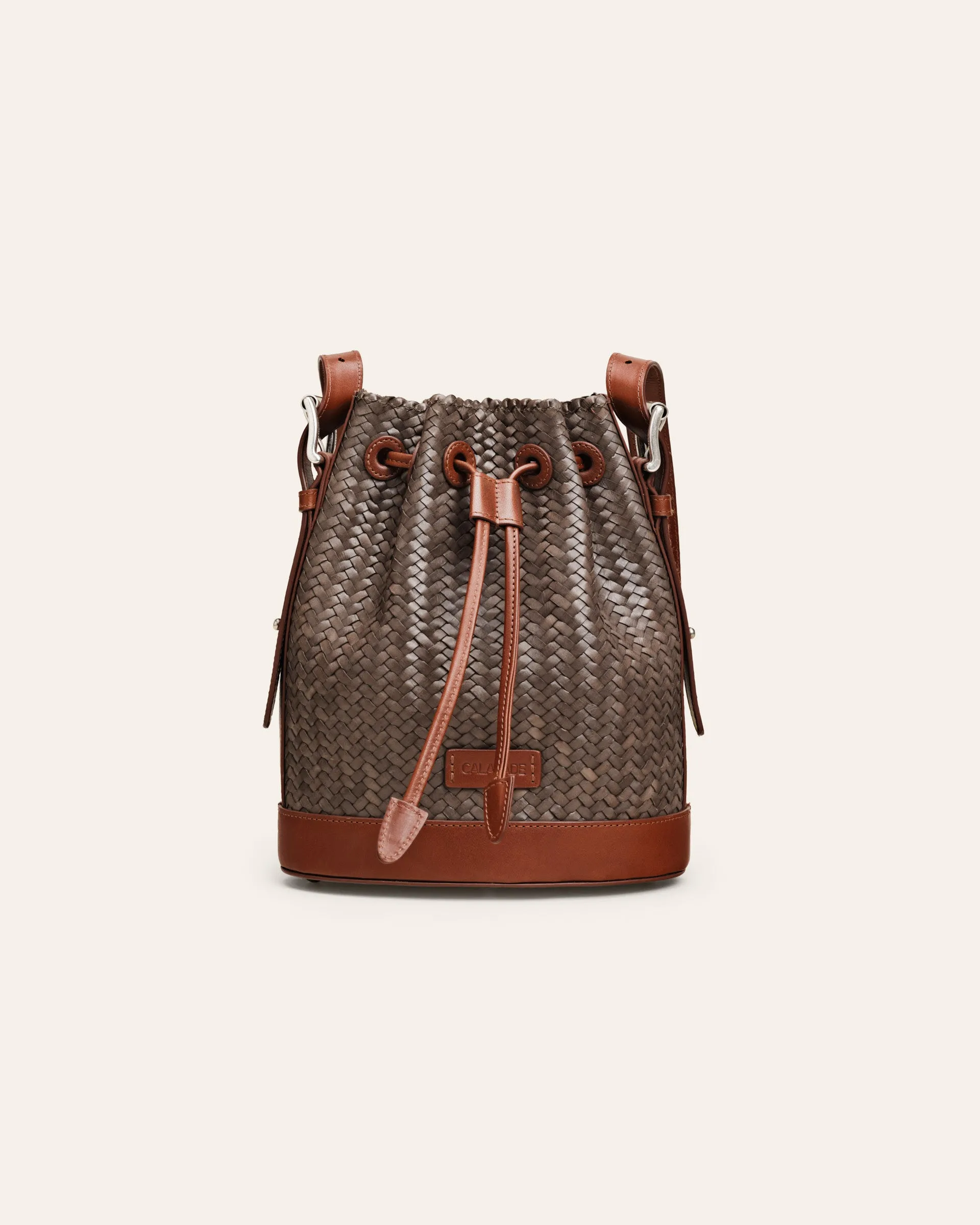 Gaya Mini Kombu Green and Nutmeg Twill Bucket Bag