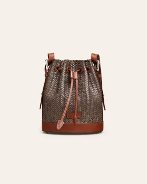 Gaya Mini Kombu Green and Nutmeg Twill Bucket Bag