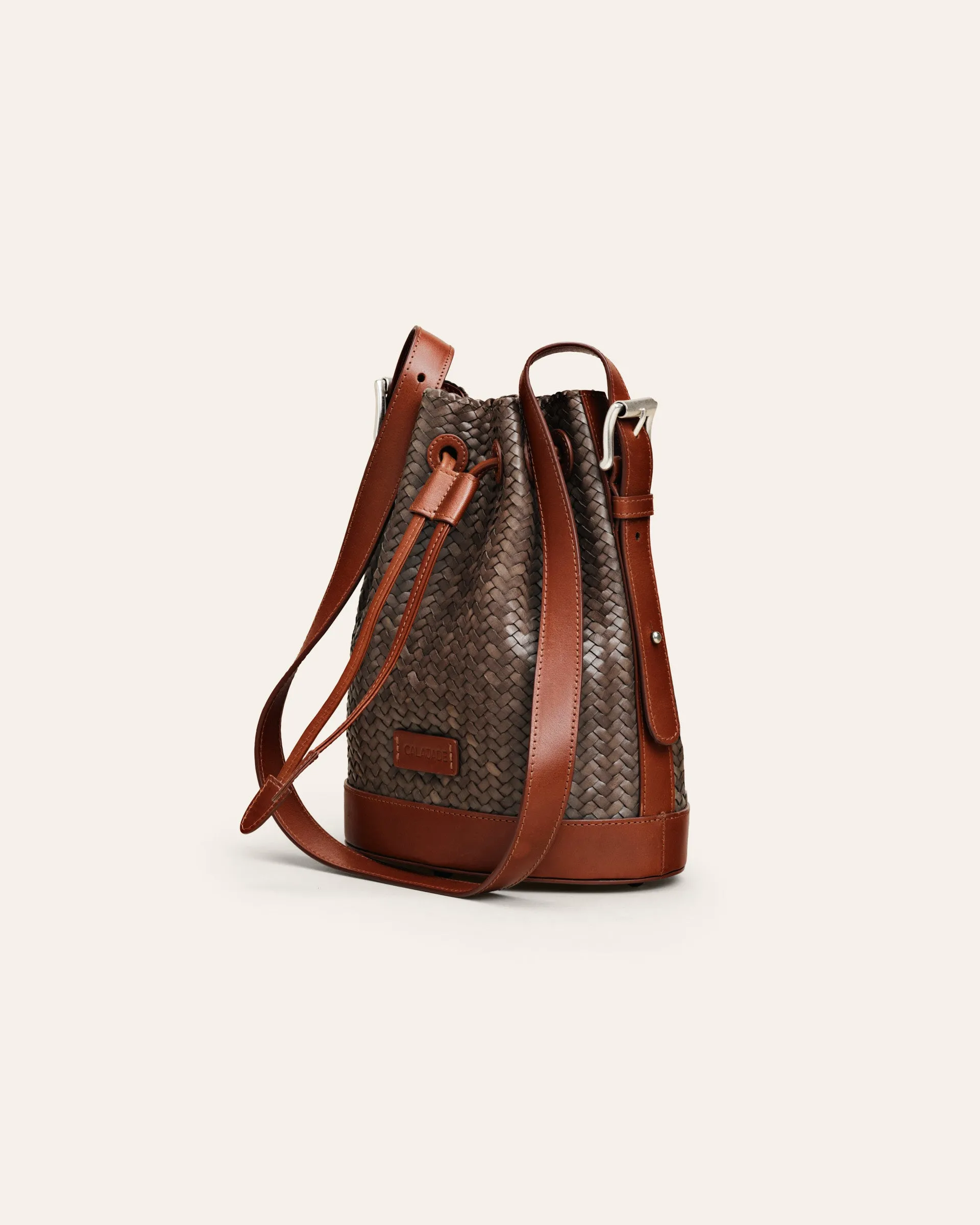 Gaya Mini Kombu Green and Nutmeg Twill Bucket Bag