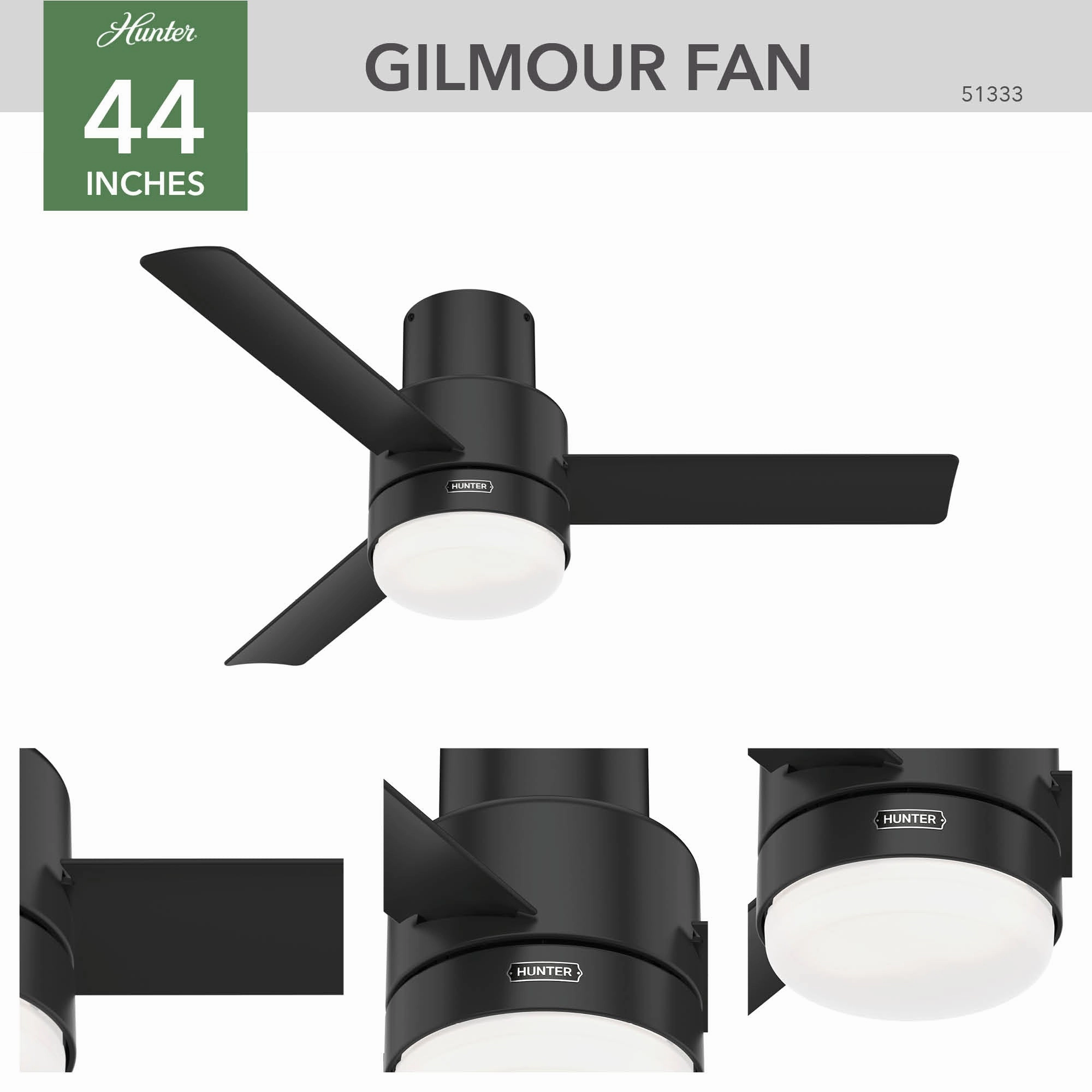 Gilmour 44"Ceiling Fan Matte Black Small Room Fans sale