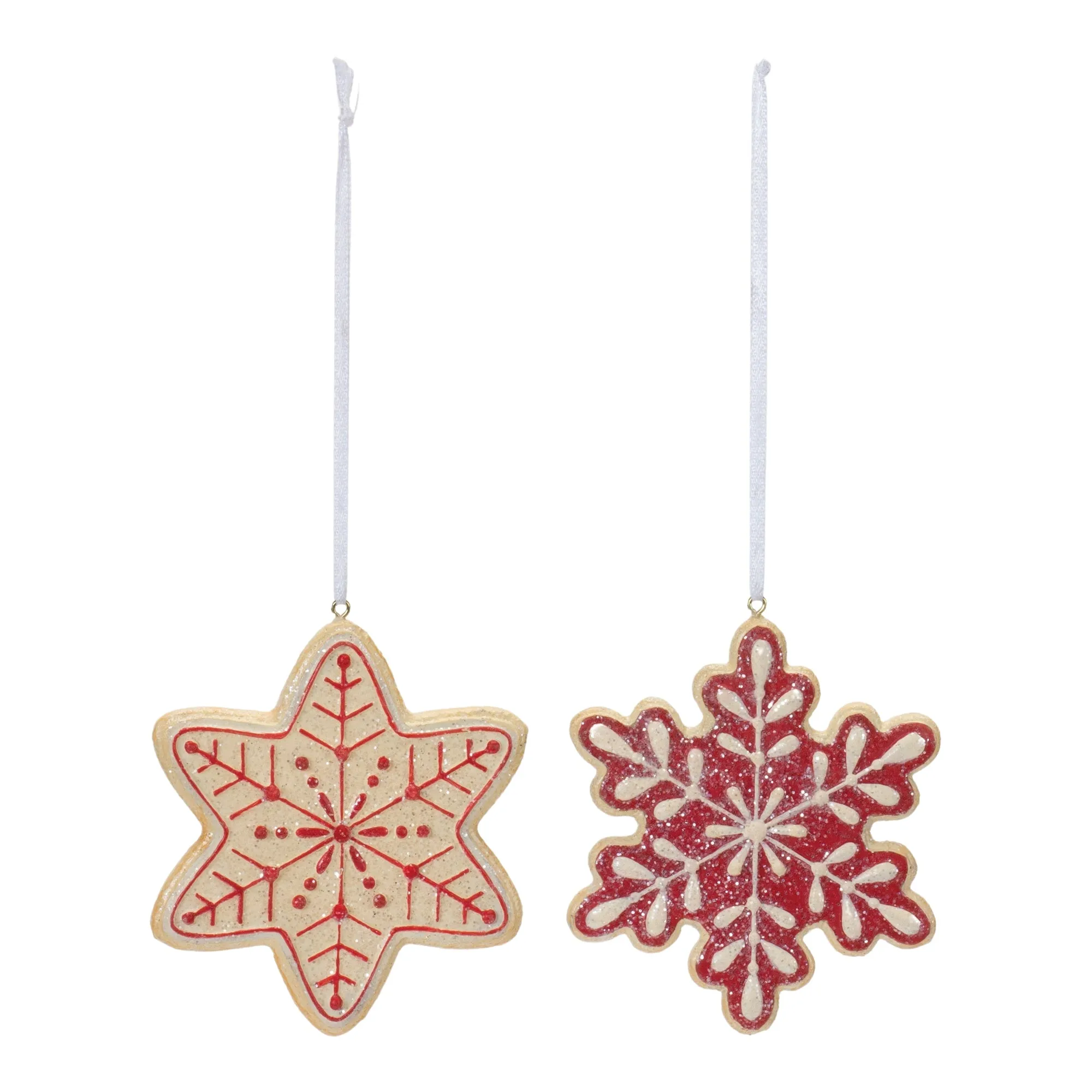 Gingerbread Snowflake Ornament (Set of 12) 4"H Resin
