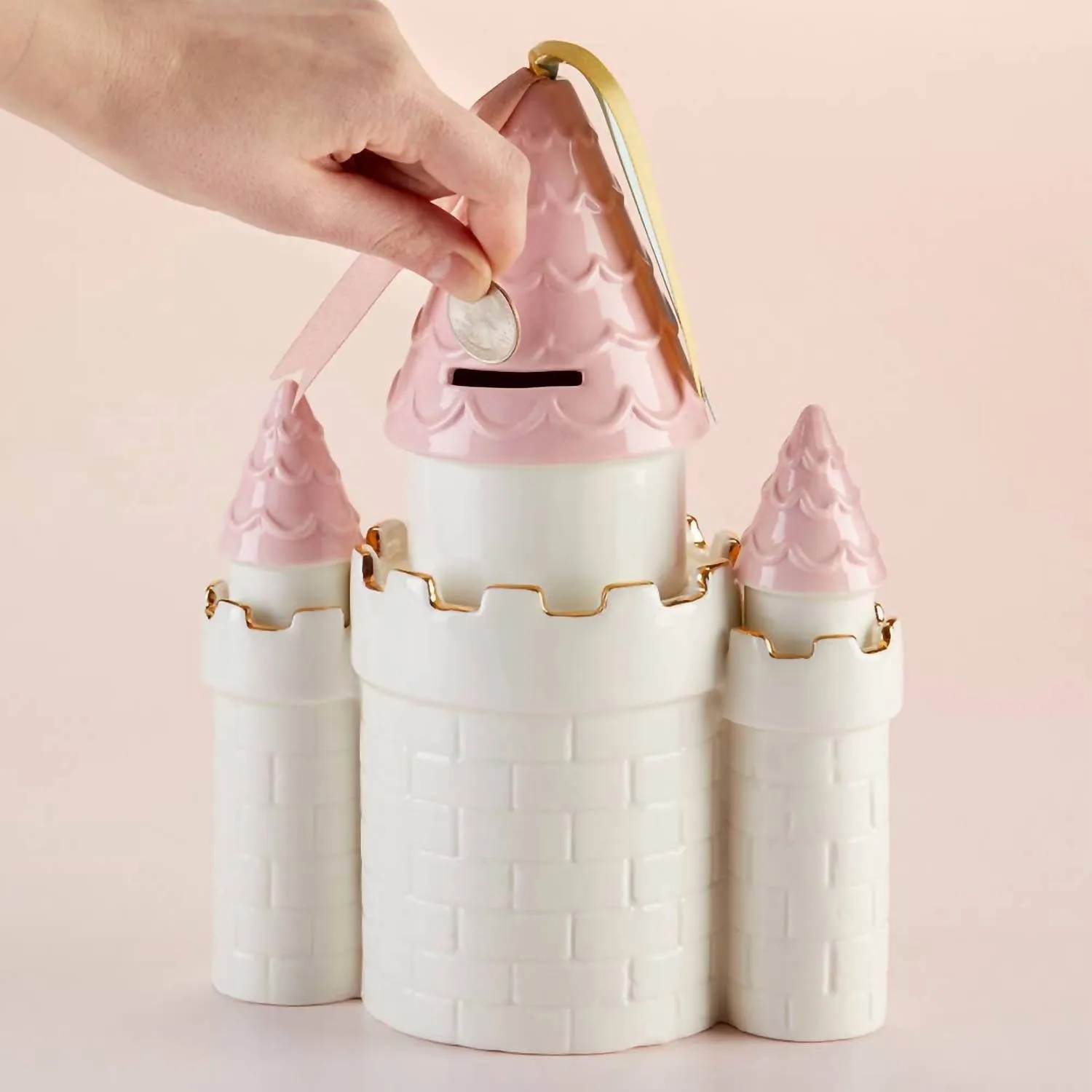 Girl's Simply Enchanted Castle Ceramic Bank In Pink