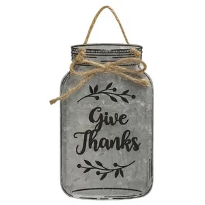 Give Thanks Metal Mason Jar Ornament Festive Decor online outlet