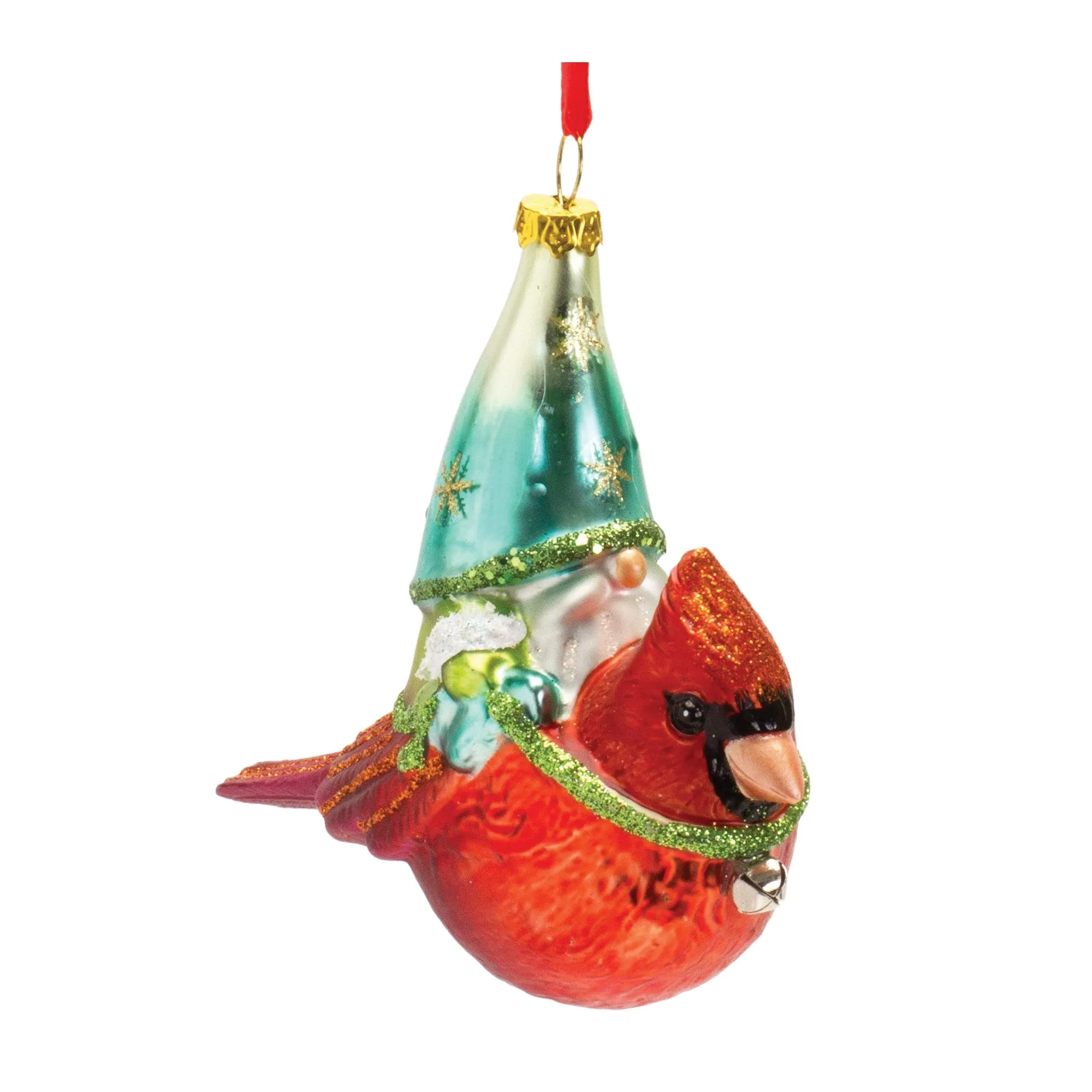 Gnome and Cardinal Ornament (Set of 6) 4.5"H Glass Sale on Holiday Decorations