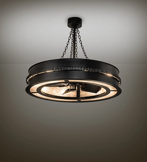 Golden Forge Eight Light Chandel-Air Fandeliers at discount prices