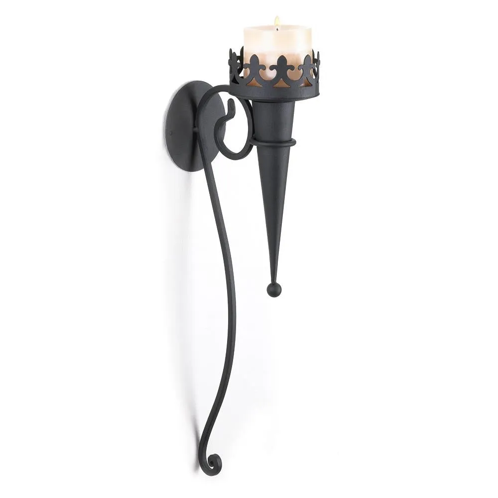 Gothic Torch-Style Candle Holder - Black