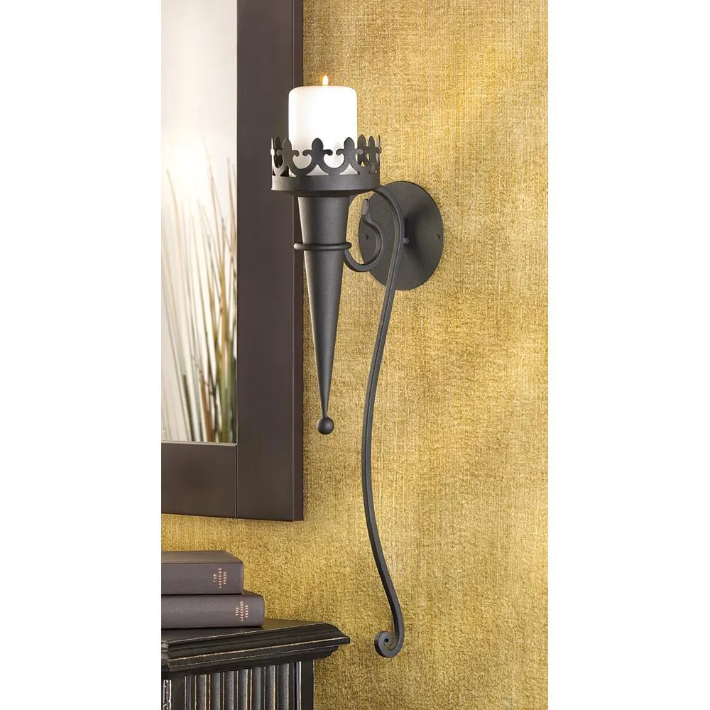 Gothic Torch-Style Candle Holder - Black