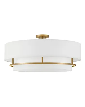 Graham LED Semi-Flush Mount in Lacquered Brass Cheap Low Ceiling Lighting
