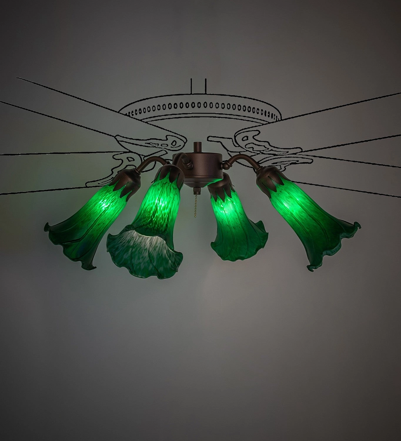 Green Four Light Fan Light Mini Ceiling Fans promo
