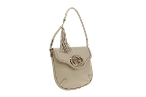 Gucci Cream Leather Britt Tassel Flap Shoulder Bag