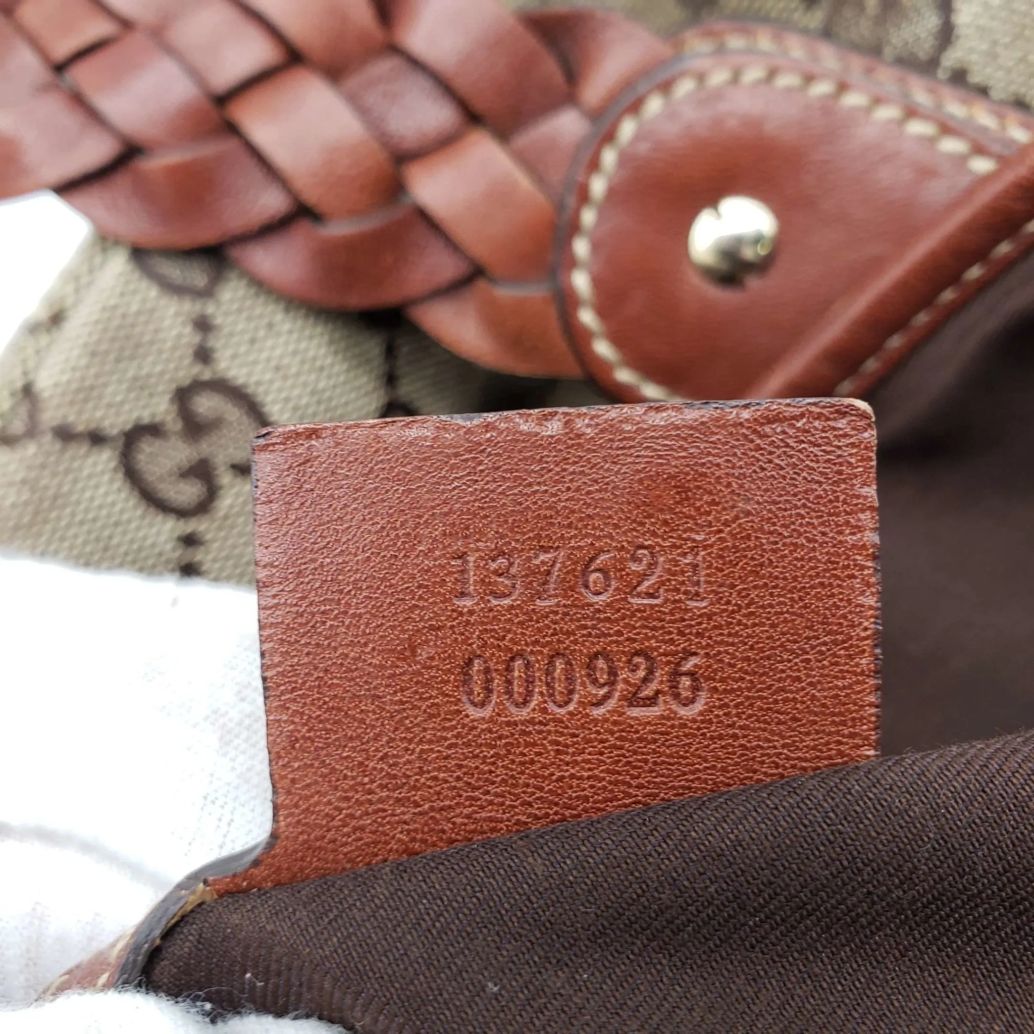 Gucci Leather and Canvas Brown Shoulder Bag