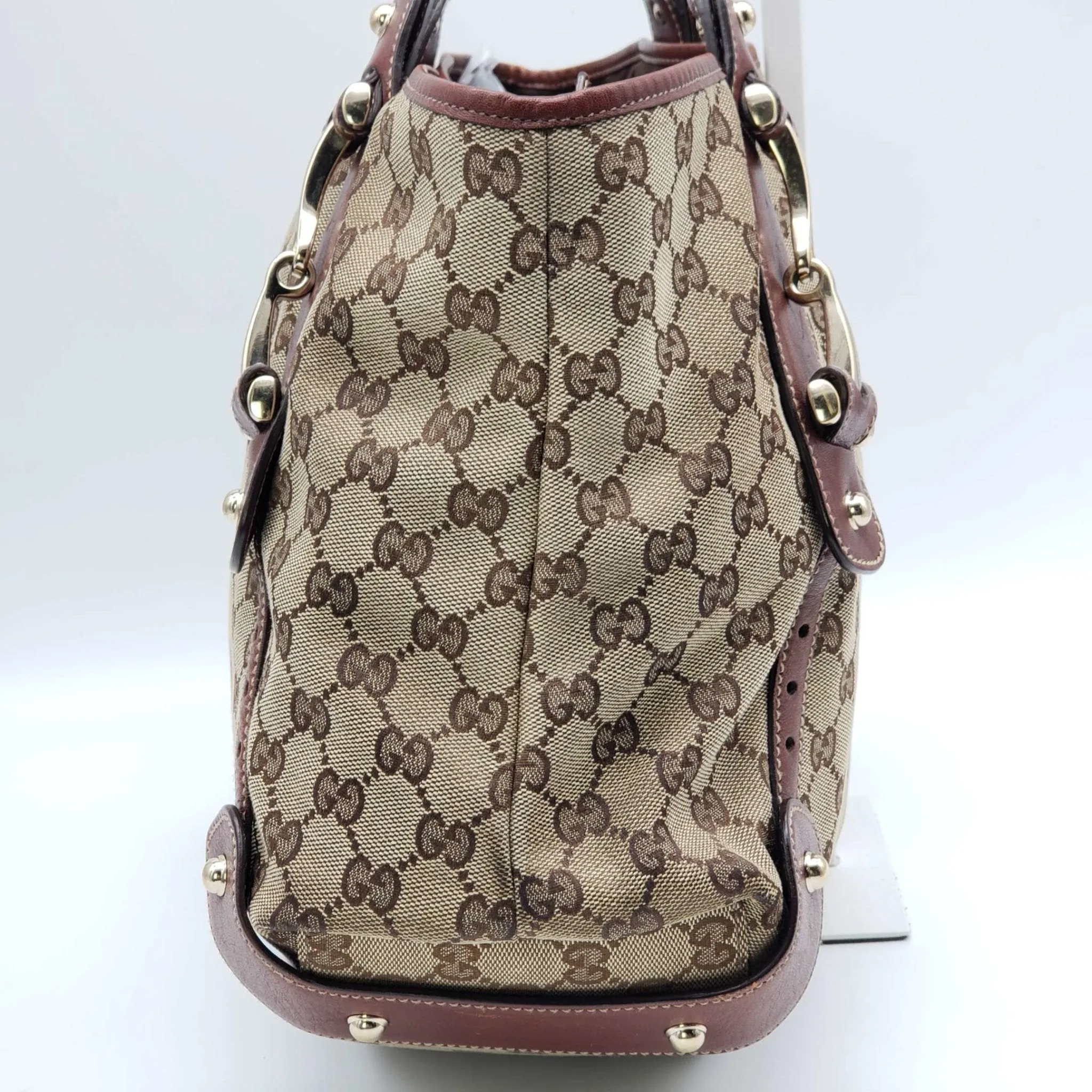 Gucci Leather and Canvas Brown Shoulder Bag