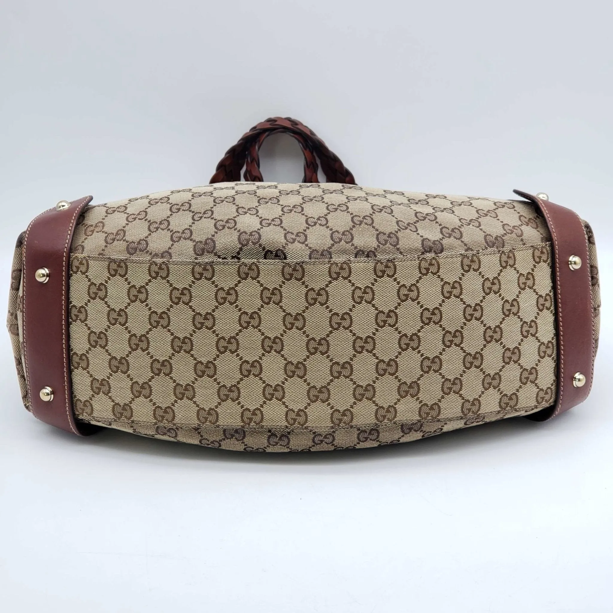 Gucci Leather and Canvas Brown Shoulder Bag